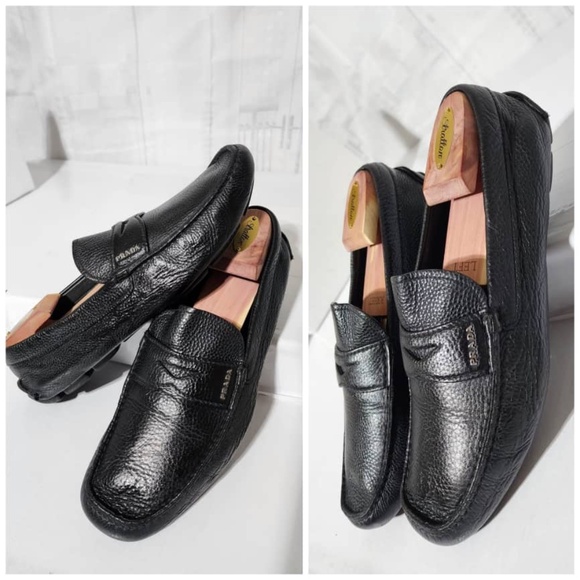 Authentic Prada Leather Slip On Loafers Black Size10 - Picture 14 of 15